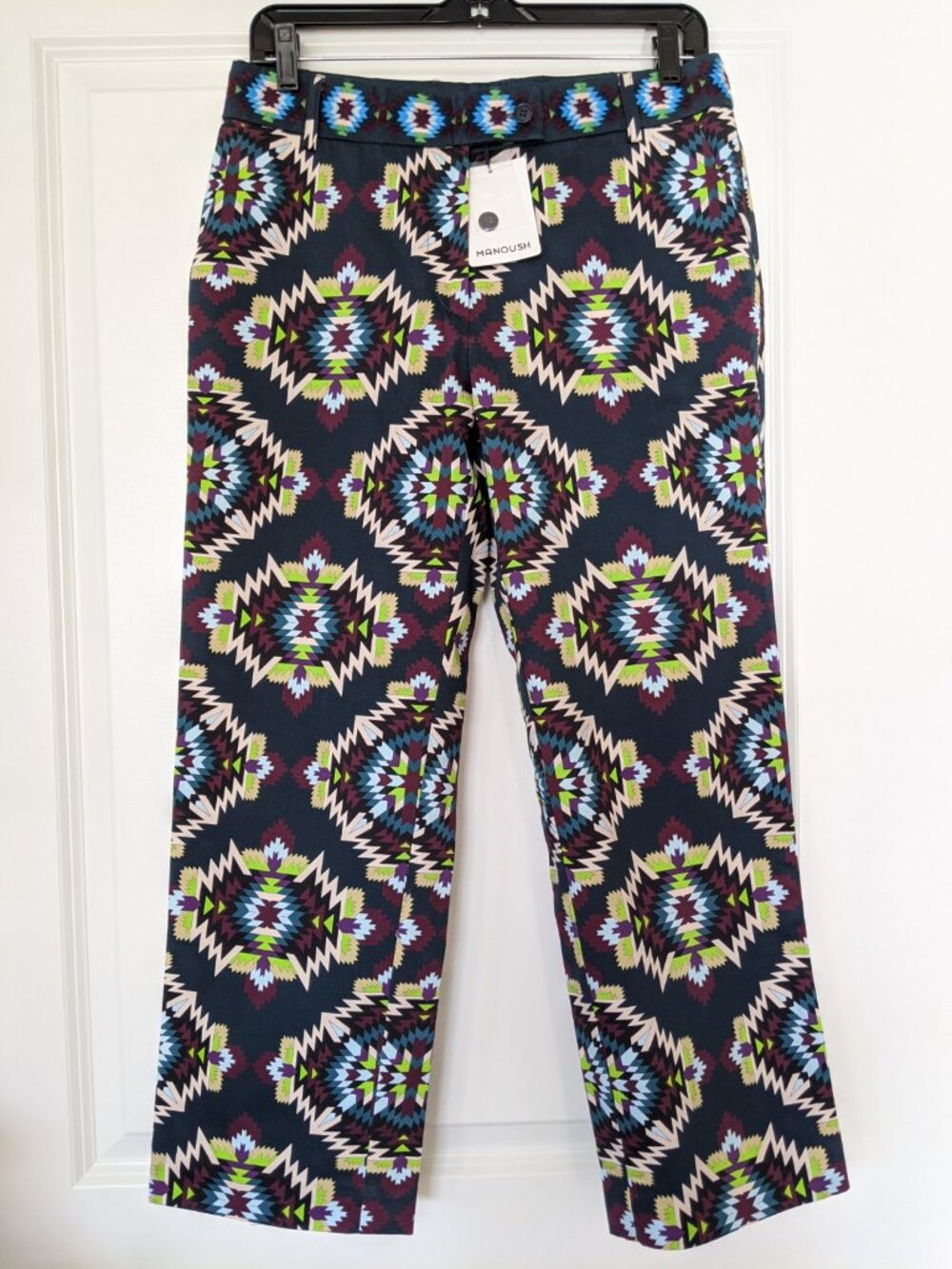 Manoush Printed Cropped Pants 100% Cotton Size 38 NWT